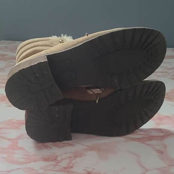 GUC Sam Edelman Darrah 2 Tan Suede Cream Fur Lace Up Boots Sz 9 - Picture 8 of 12